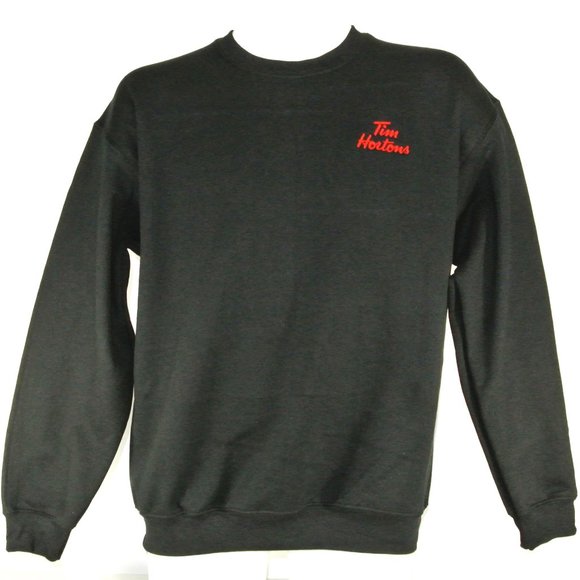 TIM HORTONS Black Sweatshirt Employee Uniform Big Logo Shirt Size M Medium - Picture 1 of 11
